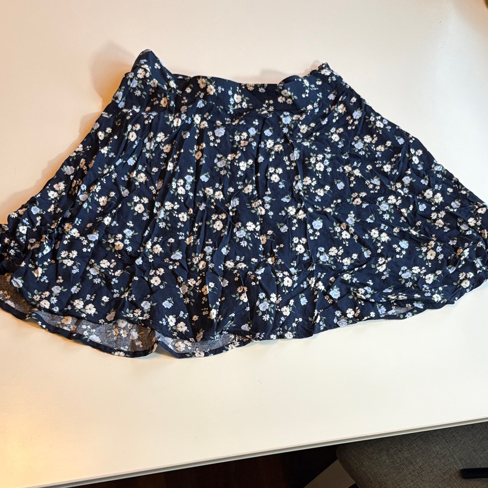 Hollister Navy Blue Floral Mini Skirt